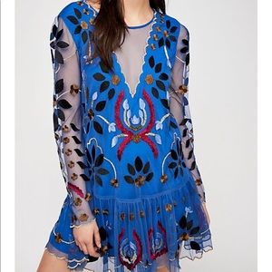 Free people blue hearts are wild mini dress- small